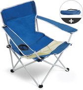 Niceey Chaise de Plage Pliable - avec Porte Gobelet - Pliable - Chaise de Camping - Chaise de Jardin - Avec Sac de Transport - Blauw
