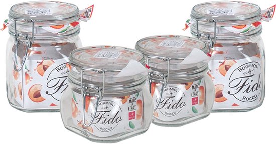 Set van 4x weckpotten/inmaakpotten 2x 500 ml and 2x 750 ml met beugelsluiting - voorraadpotten