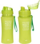 Sport Bidon drinkfles/waterfles - 2x - Being nice - groen - kunststof - 480 ml