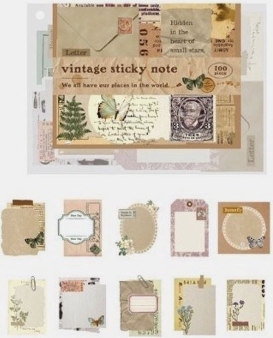 Foto: Journaling papers vintage 100 stuks hobbypapier bullet journal papier planner agenda papers scrapbook papier hobbypapier voor volwassenen en kinderen