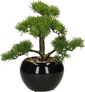 Atmosphera bonsai boompje in keramische pot - 36 cm - pvc - groen - kunstplant - Nepplanten