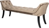 PTMD Nora Velours zandkleurig bed bankje 160 cm - Nora Velvet Sand padded bed bench black wood legs