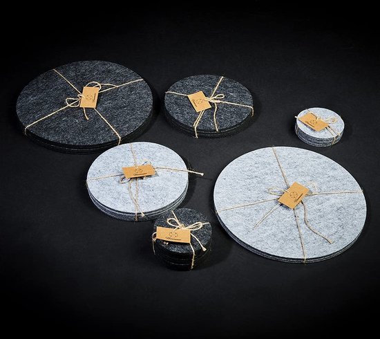 Lot De 4 Dessous De Plat En Feutre épais 25 Cm - Protection Table Contre Chaleur Et Rayures, Couleur Anthracite