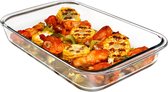 Glazen ovenschaal voor oven glasplaat met handvat (1.5L), glazen ovenschaal lasagne, ovenschaal rechthoekig, lasagneschaal