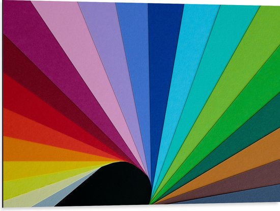 Dibond - Regenboogkleuren Strepen Patroon - 80x60 cm Foto op Aluminium (Wanddecoratie van metaal)