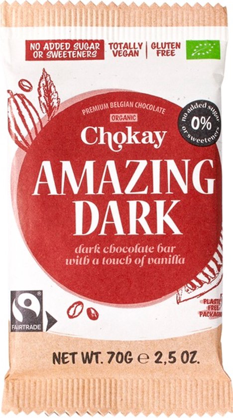 Chokay Amazing Dark Chocolate Bar 70GR | bol