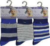 Baby - kinder sokjes blue lines - 21/24 - jongetje - 90% katoen - naadloos - 12 PAAR - chaussettes socks