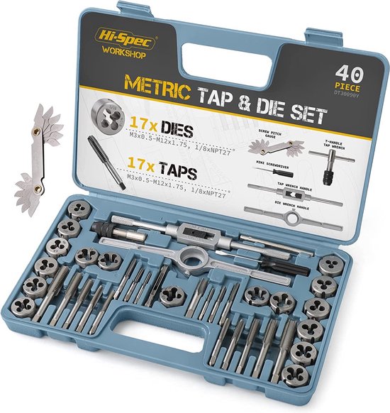 40-Delige Metrische Tap- en Gereedschapsset - Taps Toelopende & Plug