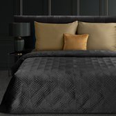 Oneiro’s luxe SALVIA Type 7 Beddensprei Zwart - 220x240 cm – bedsprei 2 persoons - beige – beddengoed – slaapkamer – spreien – dekens – wonen – slapen