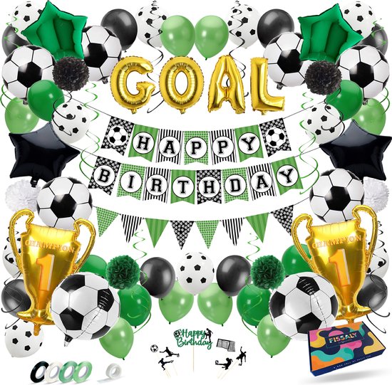 Ballon anniversaire vert thème football - Ballon aluminium 46cm