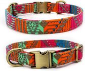 Bohemian Ibiza halsband hond - maat M - 27 - 40 cm - verstelbaar - halsband voor honden - ibiza stijl - roze - oranje - groen - bohemi – boho