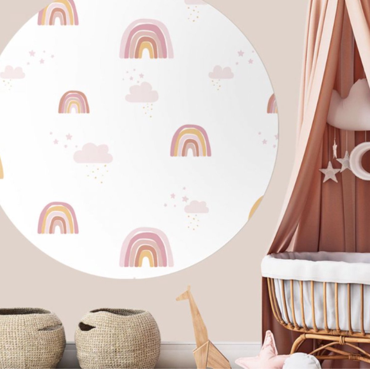 Behangcirkel 125cm Studio Wallz - Rainbow Pinky Peach large