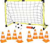 Voetbalgoal/voetbaldoel met bal en pomp incl. 8x oranje/witte pionnen