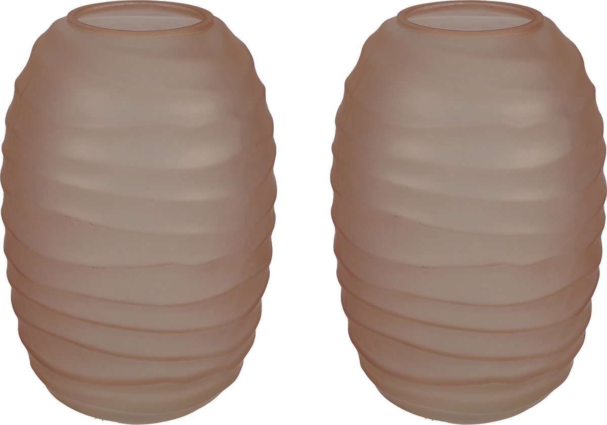 Countryfield Bloemenvaas Evita - 2x - roze - mat glas - D15 x H22 cm