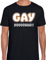 Bellatio Decorations Gay Pride shirt - gay duuhhhh - regenboog - heren - zwart L