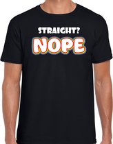 Bellatio Decorations Gay Pride shirt - straight? nope - regenboog - heren - zwart M