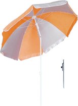 Parasol - Oranje/wit - D120 cm - incl. draagtas - parasolharing - 49 cm