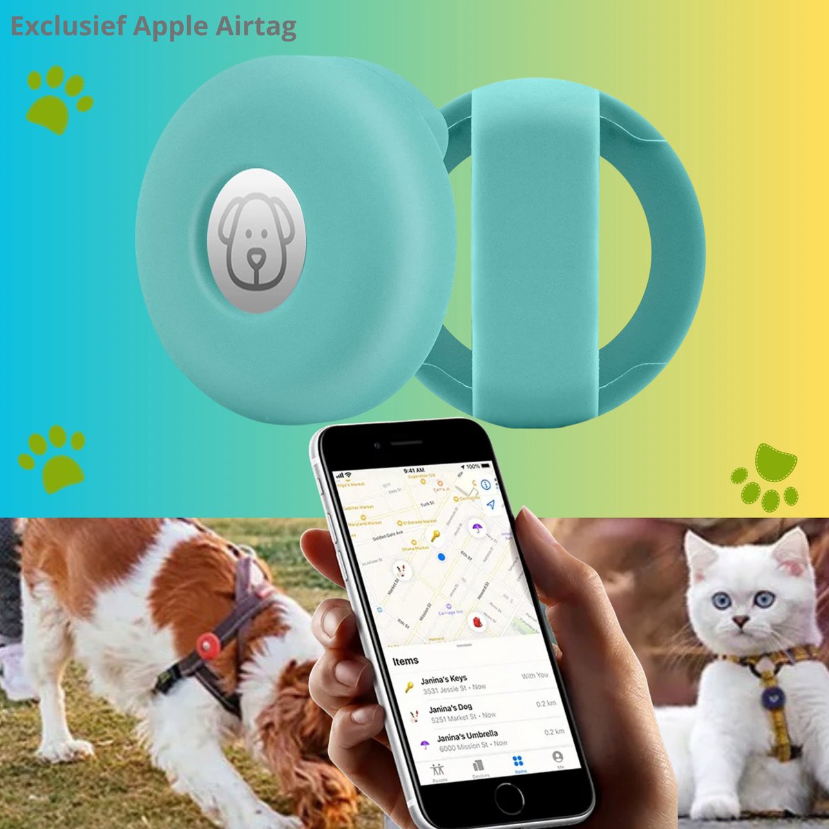 AirTag Halsbandhouder Size riem 2 3 CM GPS Tracker Kat & GPS