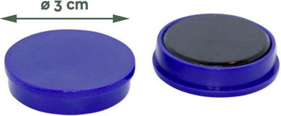 BRASQ Magneten Voor Whiteboard, Magneetbord, Memobord of Magnetisch Tekenbord - Blauw 30mm - 10 stuks - Brasq