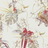 PAPEGAAIEN BEHANG | Tropisch - wit rood groen meerkleurig - A.S. Création PintWalls II