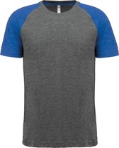 Tweekleurig triblend sportshirt heren Grey Heather/Blue - XXL