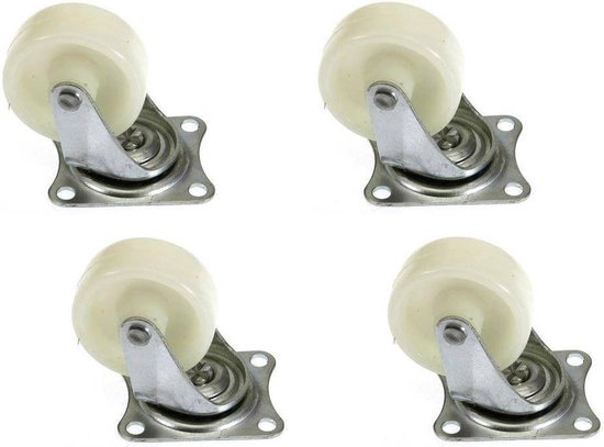 Jeu de 8x roues pivotantes blanches - 40mm - Roues pivotantes - Roues de transport - Roues de transport