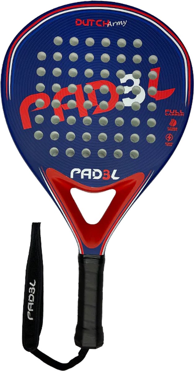 PAD3L [Padel racket] [Dutch Army] [Blauw/Rood] [3K carbon Frame]