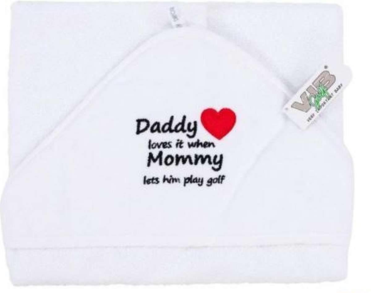 VIB Nova Golf 'Daddy Loves It When Mommy Lets Him Play Golf' Handdoek Cape - Wit