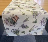 Chemin de table - tissu gobelin - Lavande - fleurs - 30 x 70 cm