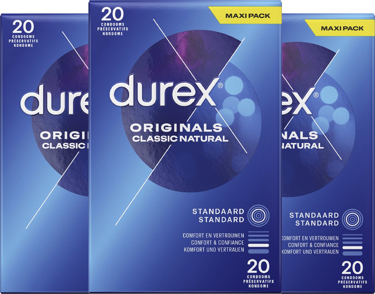 Bol.com Durex Condooms - Classic Natural 20st x3 - Voordeelverpakking aanbieding