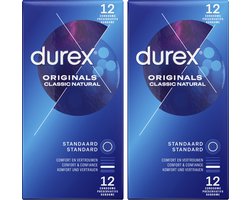 Durex Condooms Classic Natural - Comfort en Vertrouwen - Met Extra Glijmiddel - 12st x2