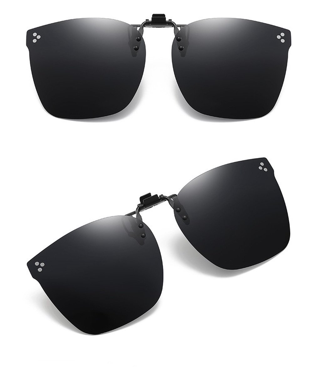 Clip on zonnebril-Clip Gepolariseerde Zonnebril-Optilbaar en Ultralicht-Zwart grijs