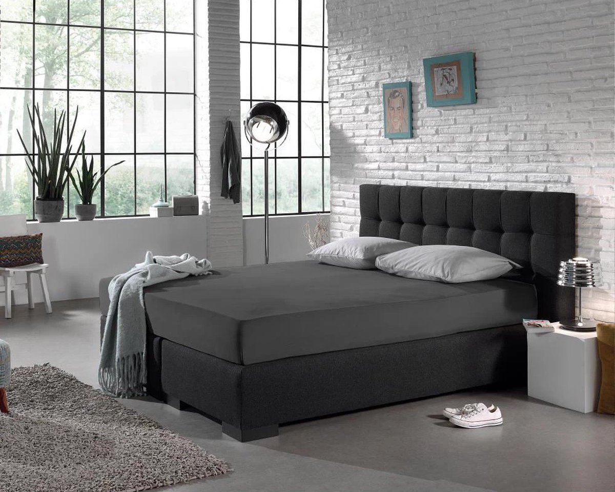 Extra Jersey Hoeslaken – 160/180x200/220 – donker grijs - hoek 40cm