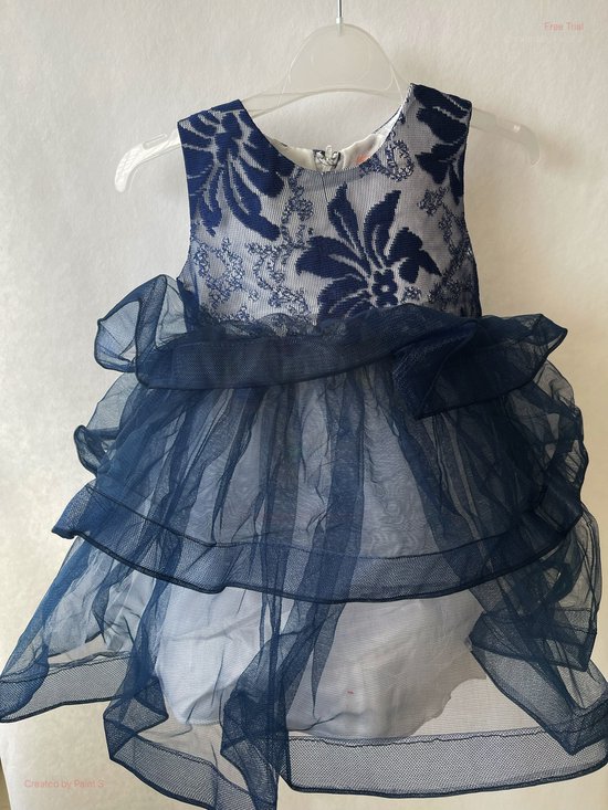 baby meisjes jurk - prinsessenjurk - donker blauw - tule - party jurk - Feestjurk - Maat - 116