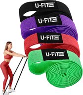 U Fit One 4 Delige Lange Resistance Band Set - Stoffen Fitness Elastiek - Elastieken - Weerstandsband - Stretch band - Fitnessband - Fysiotherapie - Yogaband - Yoga - Pilates