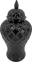 Vase en céramique Min Rhombus noir brillant L 28x28x52cm