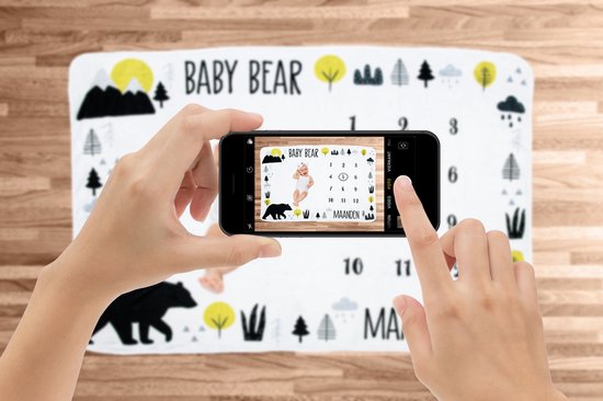 Frummel Mijlpaaldeken ‘Bear’ - Milestone deken - Mijlpaal baby - Kraamcadeau Jongen - Kraamcadeau Meisje - Baby Shower Cadeau - Baby Cadeau - Mijlpaaldeken in het Nederlands - Moederdag cadeau - 100 x 150 cm van Frummel — afbeelding 3