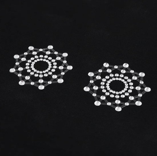 Tepel sieraad - Nipple sticker - Tepel sticker - Tepelstickers - Burlesque - Partyaccessoire - Diamantjes - Steentjes - Wit - 1 paar