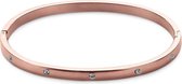 Twice As Nice Armband in rosé edelstaal, bangle met kristallen  6 cm