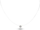 Twice As Nice halsketting in nylon en 18kt verguld zilver, 1 zirkonia 40 cm