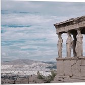 PVC Schuimplaat - Uitzicht op Parthenon Tempel in Athene, Griekenland - 80x80 cm Foto op PVC Schuimplaat (Met Ophangsysteem)