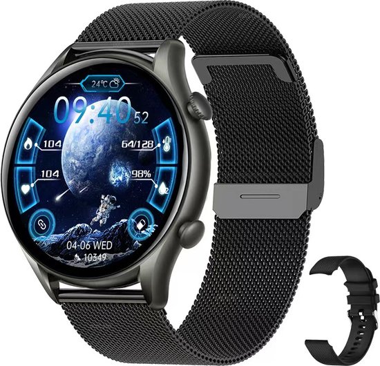 Smartwatch Heren & Dames - Zwart - iOS en Android - Smartwatches HD  Touchscreen - Met... | bol