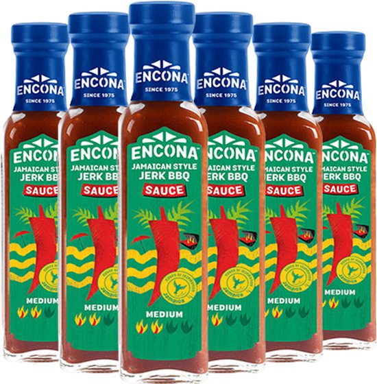 Encona Jamaican Style Jerk Barbecuesaus 6x 142ml bol