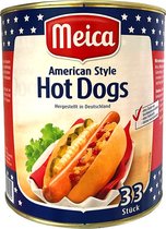 Meica Trueman's Hot Dogs 33 Hot Dog Worsten, 77% Varkensvlees - Blik van 1,65 kg