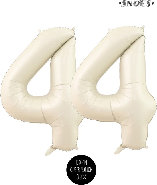 Cijfer Helium Folie ballon XL - 44 jaar cijfer - Creme - Satijn - Nude - 100 cm - leeftijd 44 jaar feestartikelen verjaardag