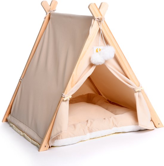 Foto: Dogs co tipi tent voor katten of kleine honden ecru