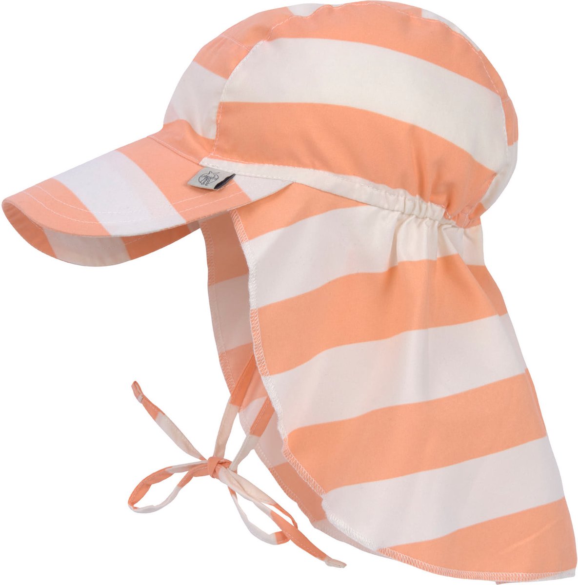 Lässig Hoed Flaphoedje met UV-bescherming en extra lange nekbescherming Splash & Fun Block Stripes milky/peach, 03-06 mnd. Maat 43/45