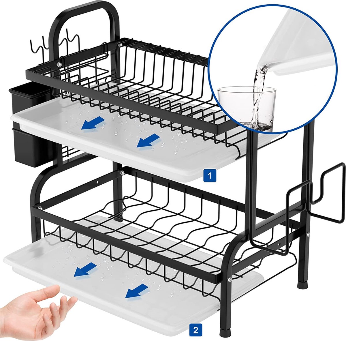 LifeStages® Vaatdroger Afdruiprek Boven De Gootsteen Afwasdroogrek 3 Niveaus Met Kast Telescopische Organizer Ruimtebesparend Afdruiprek Lengte Keukenplank 23 22 33 07 Inch Wit