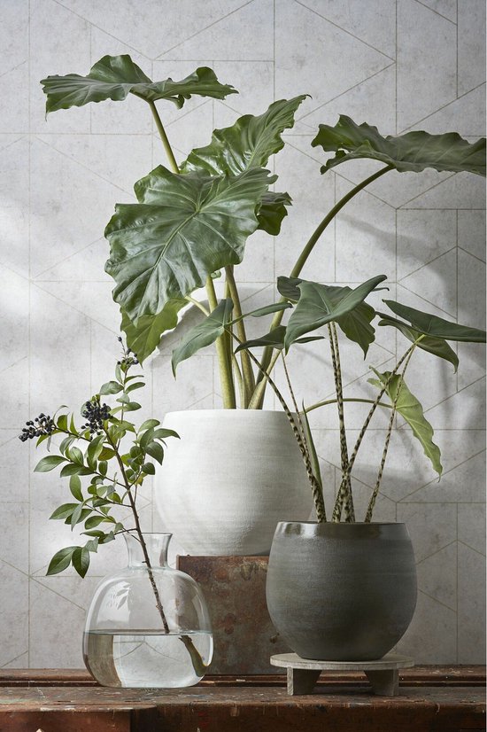 Pot de fleurs en céramique blanche crème pour plante d'intérieur H15 x P18  cm - Cache