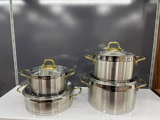 VIVALDI ROSSO - Luxe Kookpannenset met deksels - 8-delig - Zilver/Goud -  18/10 | bol.com
